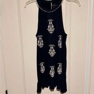 LOFT Navy Blue Embroidered Sleeveless Tank